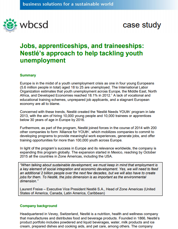 Jobs Apprenticeships And Traineeships Nestle S Approach To Help Tackling Youth Unemployment The Future Of Work